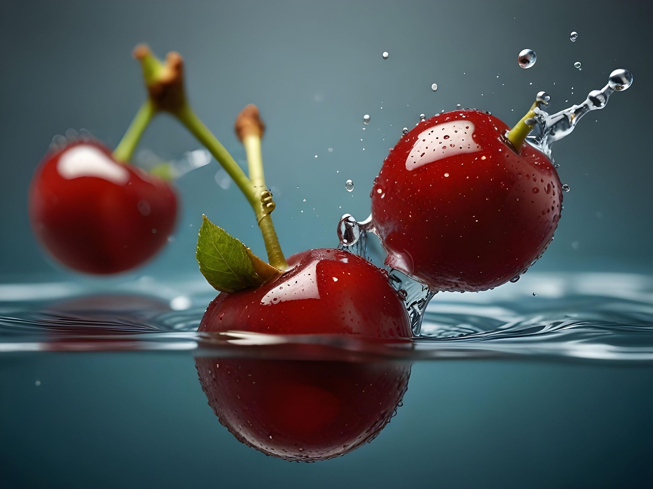 Cerises éclaboussant dans l'eau-mazotdevex.com